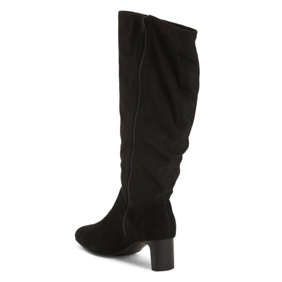 CLARKS BLACK COMBO Suede Kyndall Rise Tall Shaft Comfort Boots - Picture 2 of 2